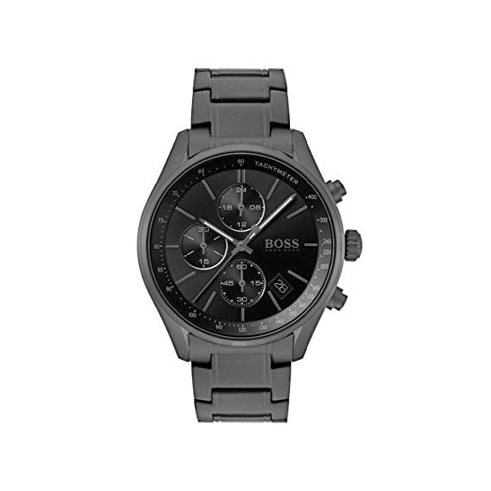 NEW HUGO BOSS GRAND PRIX 1513676 STAINLESS STEEL ALL BLACK MEN'S WATCH