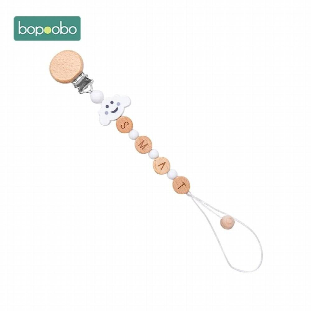 Bopoobo 1Set Food Wooden Cloud Teether Pacifier Chain Baby Rattle Soother Bracelet Baby Cart Accessories Baby Teether Set