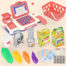 Cartoon Supermarket Cash Register Toy Pretend Play Toy Vegetables Fruits Supermarket Cashier Checkout Shop Toys for Girls