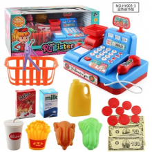 Kids Pretend Play Toy Electronic Simulation Supermarket Cash Register Checkout Counter Role Play Cashier Toys for Girls Children