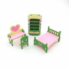 Wooden Doll House Pretend Toy Creative Bathroom Bedroom Play House Game Children Simulation Furniture Decoration Gift