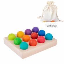 Children's Doodle Toys Basswood 12 Frosted Ball Sorting Ball Plus Plate Matching Classification Eyeshadow Tray