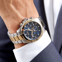 NEW HUGO BOSS 1513767 HERO SPORT BLUE & SILVER GOLD TONE MEN WATCH