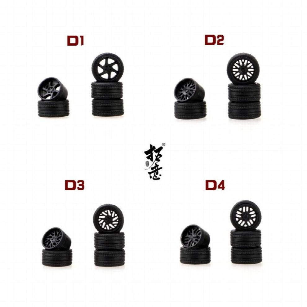 Xcartoys 1/64 Abs Wheels 4 Sets Per Pack Rubber Tire Assembly Rim Modified Parts Jdm Model Car Model Tires(16Pcs) 885678549149
