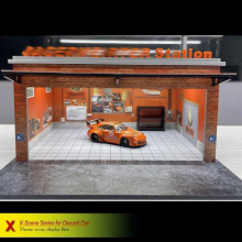 Bob Acrylic 1/64 Model Car Diorama Automobile Repair Station With Lights Simulation Scenario PVC Expansion Sheet Model Scene