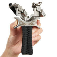360 Degree Rotating High Precision Stainless Steel Catapult Flat Rubber Band Slingshot Outdoor Shooting Competition