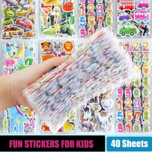 40 Sheets 3D Stickers for Kids Toddlers Puffy Stickers Variety Pack for Scrapbooking Bullet Journal Toys for Children Girls Boy
