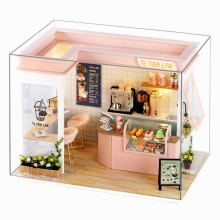 DIY 3D Assemble Dollhouse Wooden House with Dustproof Cover Furniture Kit Building Kits Casa LED Toy Kid Gift
