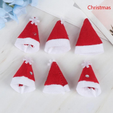 6 Pcs/lot Lollipop Christmas Hat Small Mini Candy Santa Claus Cap Decoration Party Baby Children DIY Novelty Toy
