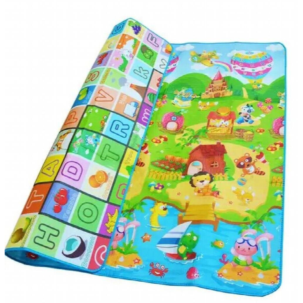 (Gray, 180CM*150CM) Baby Play Mat 0.5cm Thick Crawling Mat Double Surface Baby Carpet Rug Animal Car+Dinosaur Developing Mat for Children Game Pad