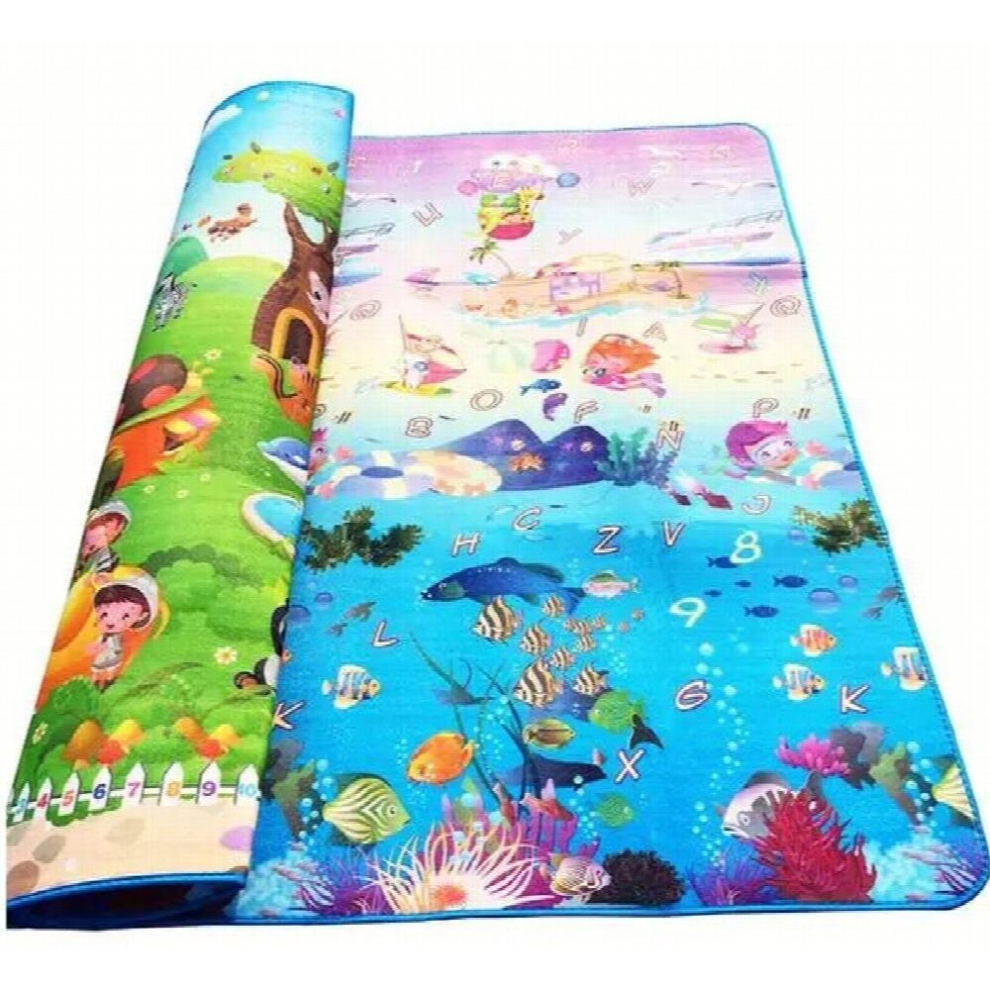 (Black, 180CM*150CM) Baby Play Mat 0.5cm Thick Crawling Mat Double Surface Baby Carpet Rug Animal Car+Dinosaur Developing Mat for Children Game Pad