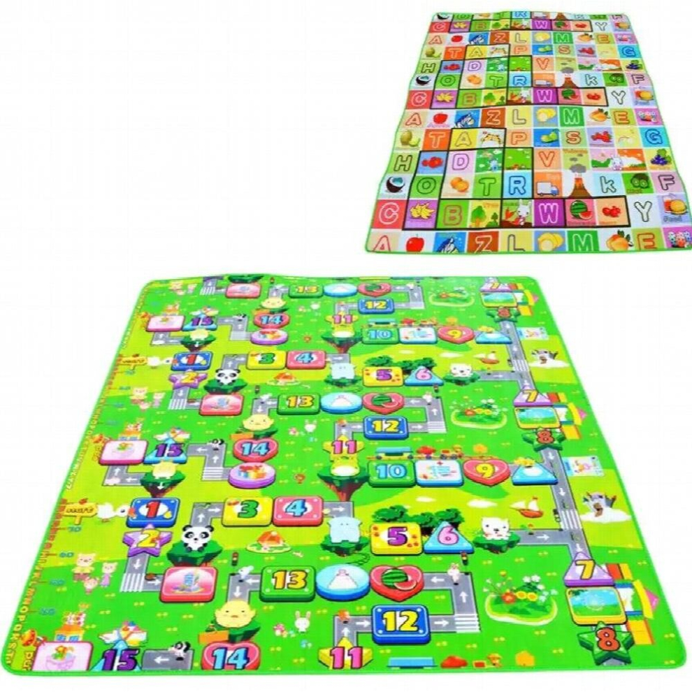 (Pink, 180CM*150CM) Baby Play Mat 0.5cm Thick Crawling Mat Double Surface Baby Carpet Rug Animal Car+Dinosaur Developing Mat for Children Game Pad