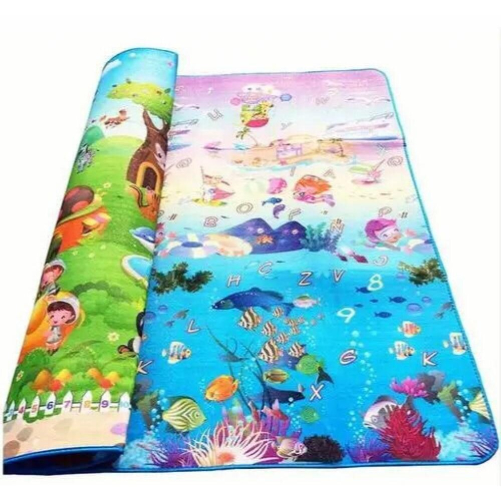 (Black, 180CM*180CM) 2m*1.8m*0.5cm Baby Playing Mats Double Surface Crawling Mat Baby Carpet Diosaur+Rug Animal Car Developing Mat for Child Game Pad
