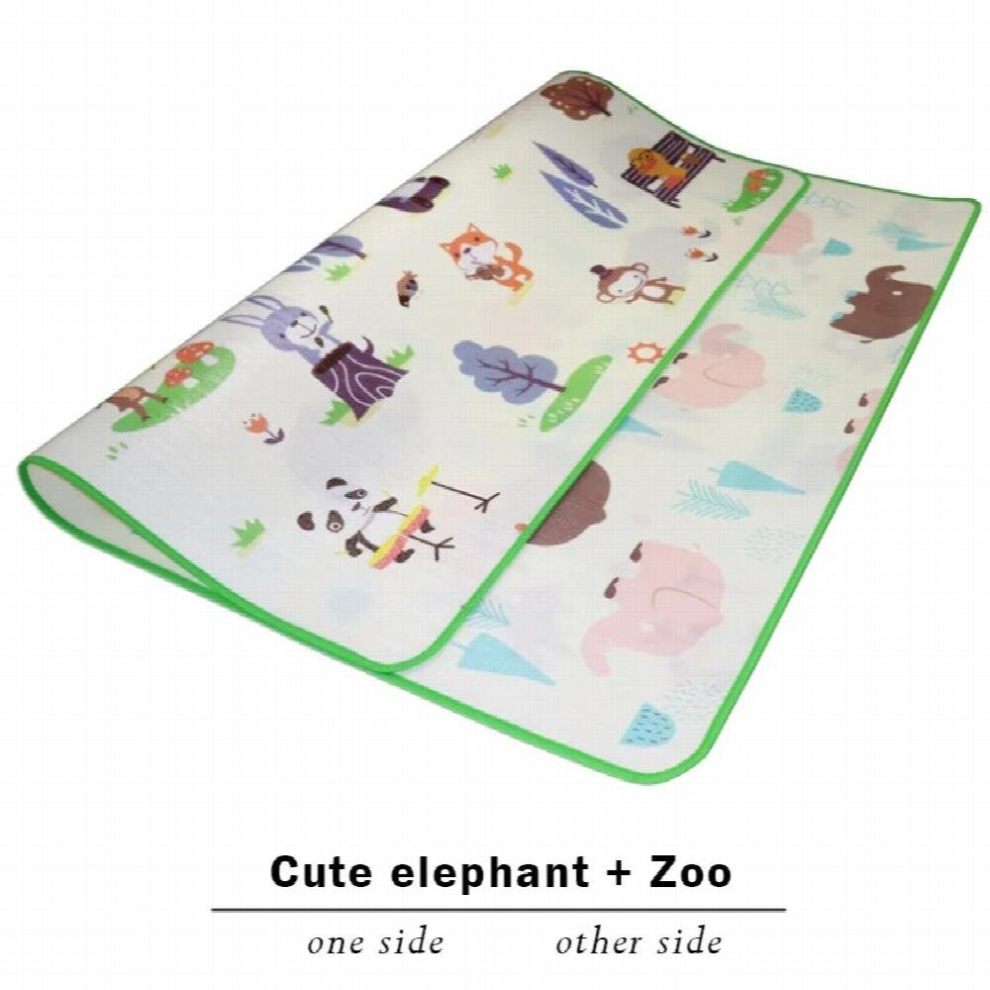 (Green, 180CM*120CM) 0.5cm Thick Double Surface Crawling Mat Baby Play Mat Cartoon Colorful Animal Learning Cognitive Outdoor Mat Children Game Pad