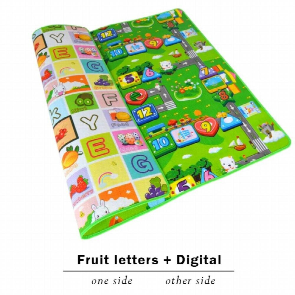 (Red, 180CM*120CM) 0.5cm Thick Double Surface Crawling Mat Baby Play Mat Cartoon Colorful Animal Learning Cognitive Outdoor Mat Children Game Pad