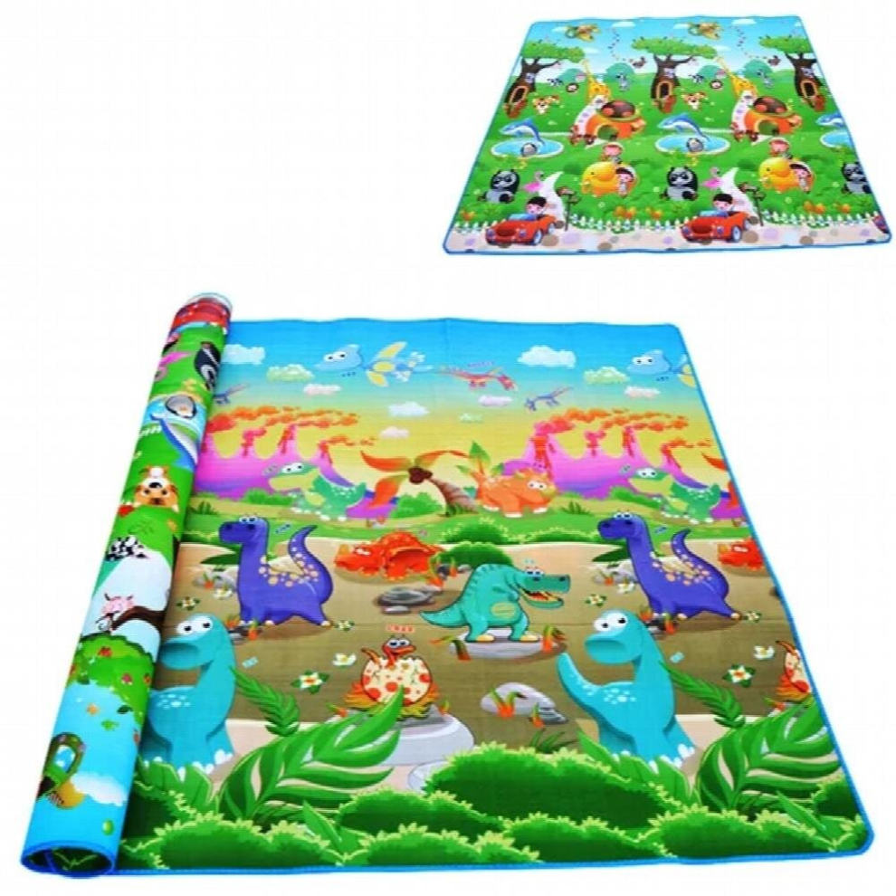 (White, 210CM*180CM) Double Surface Baby Carpet Rug Dinosaur Developing Mat for Children Game Pads Foldable Baby Play Mats 0.5cm Thick Crawling Mats