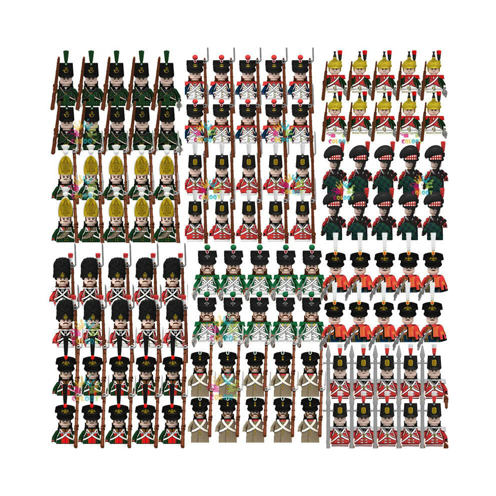 120PCS Napoleonic Wars European Soldiers Set Building Blocks Mini Action Figures Rifles Weapons Toys