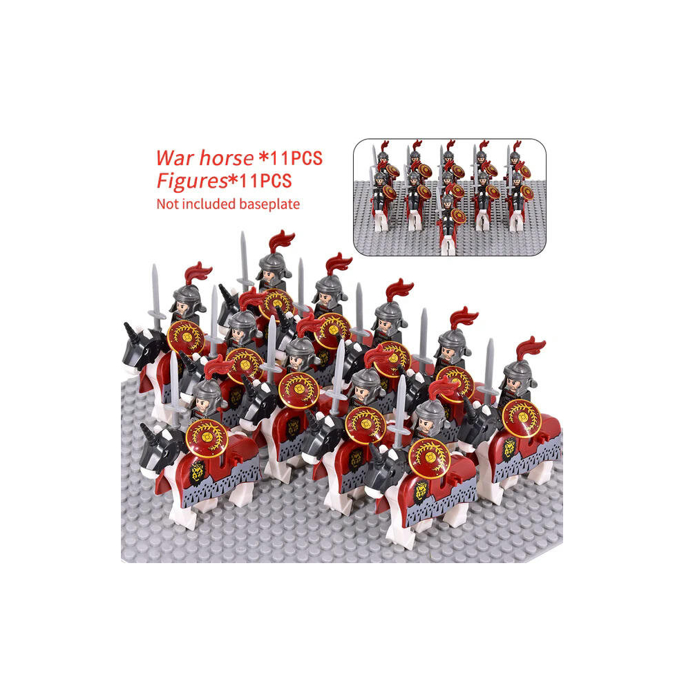 (11pcs) 22PCS Kids Toys Roman Cavalry Soldiers Building Blocks Spartan Warhorse Armor Knight Mini Action Figures Toys For Kids Children Gifts