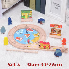1Set Beech Wood Railway Vehicle Toys Accessories Wooden Track Assembled Educational Toys Fit All Wood Track Biro Toys for Kids