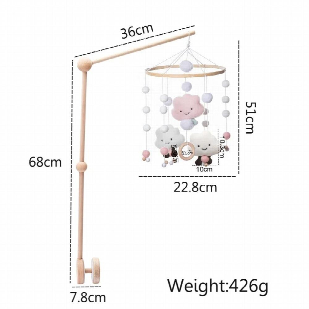 1Set Cartoon Wooden Bed Bells for Kids Assembly Rattles Bracket Newborn Baby Toys Infant Crib Mobile Bed Bell Baby Accessories