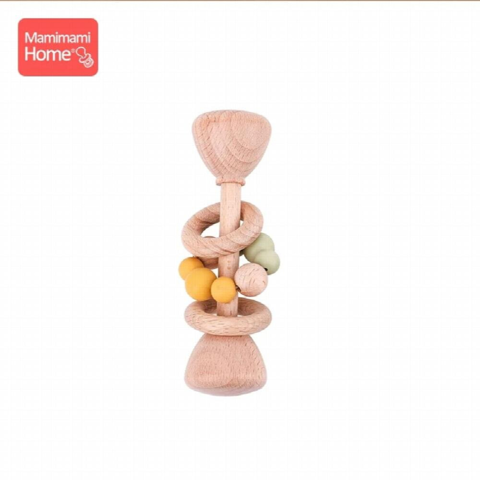 1pc Baby Teether Wooden Music Rattle BPA Wooden Gym Ring Rodent Silicone Beads Newborn Educational Montessori Toys For Kids