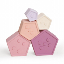 1Set Silicone Stacking Toys Building Block BPA Baby Silicone Teether Soft Block Folding Educational Game Toys