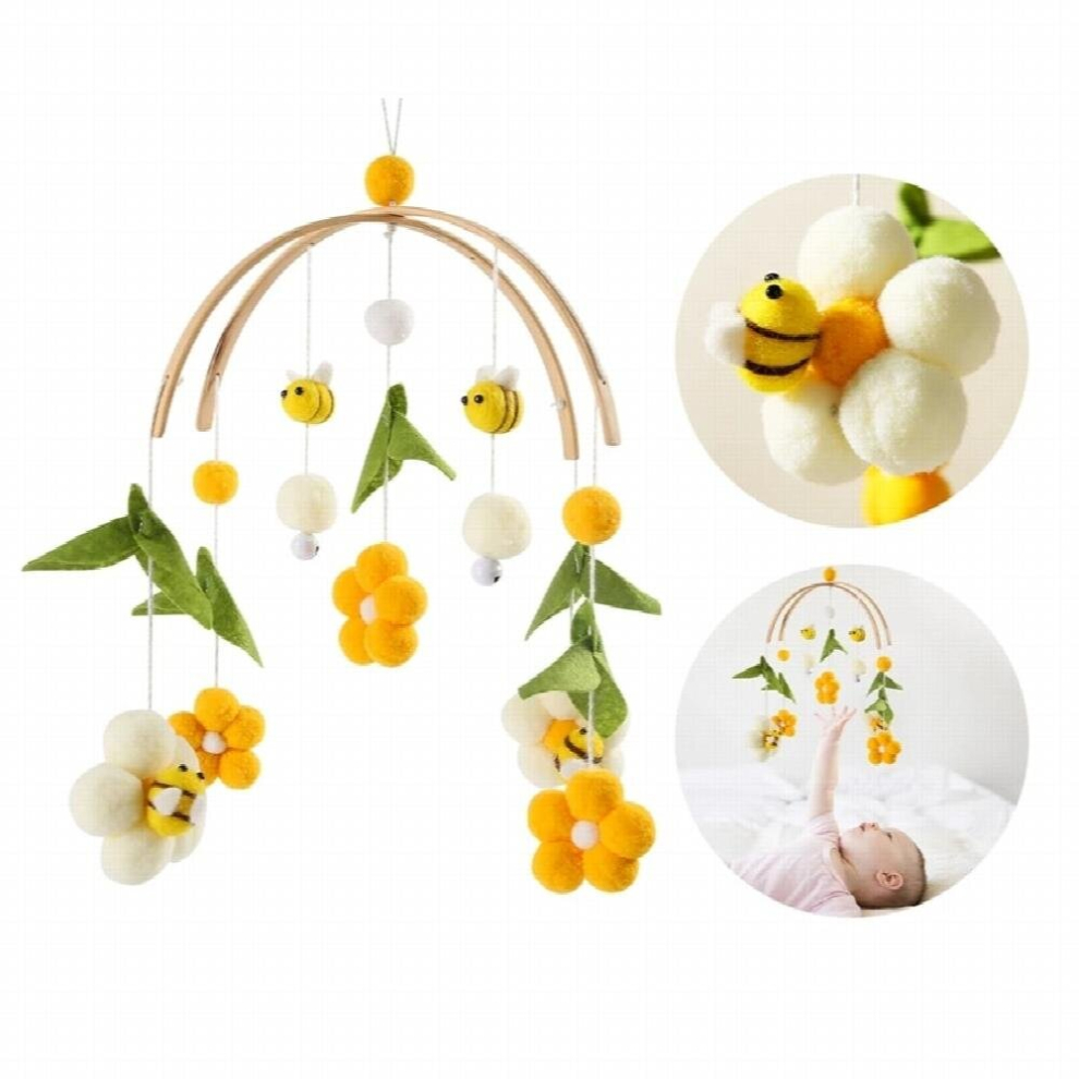Baby Bed Rattle Wool Ball Bed Bell Toys Bee Animals Shape Newborn Crib Mobile Rattle Wool Balls Beads Bed Bell For Baby