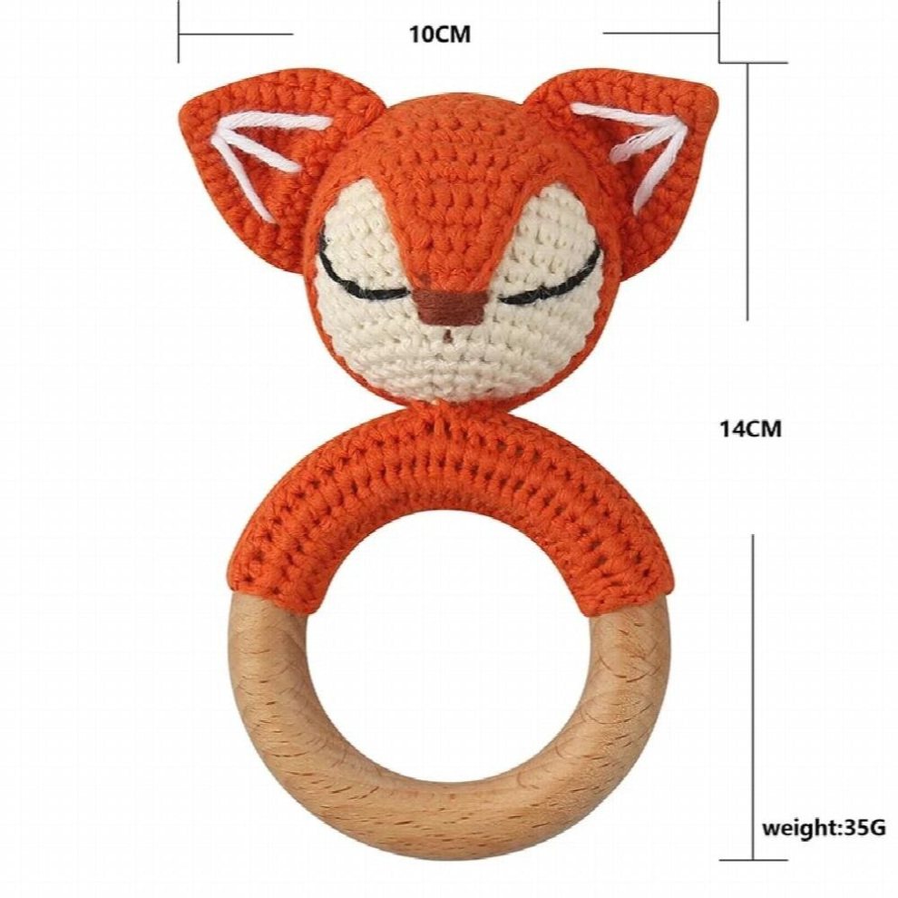 BPA Baby Wooden Teether DIY Crochet Deer Sheep Rattle Newborn Rodent Teething Ring Gym Educational Toys for Children Kids