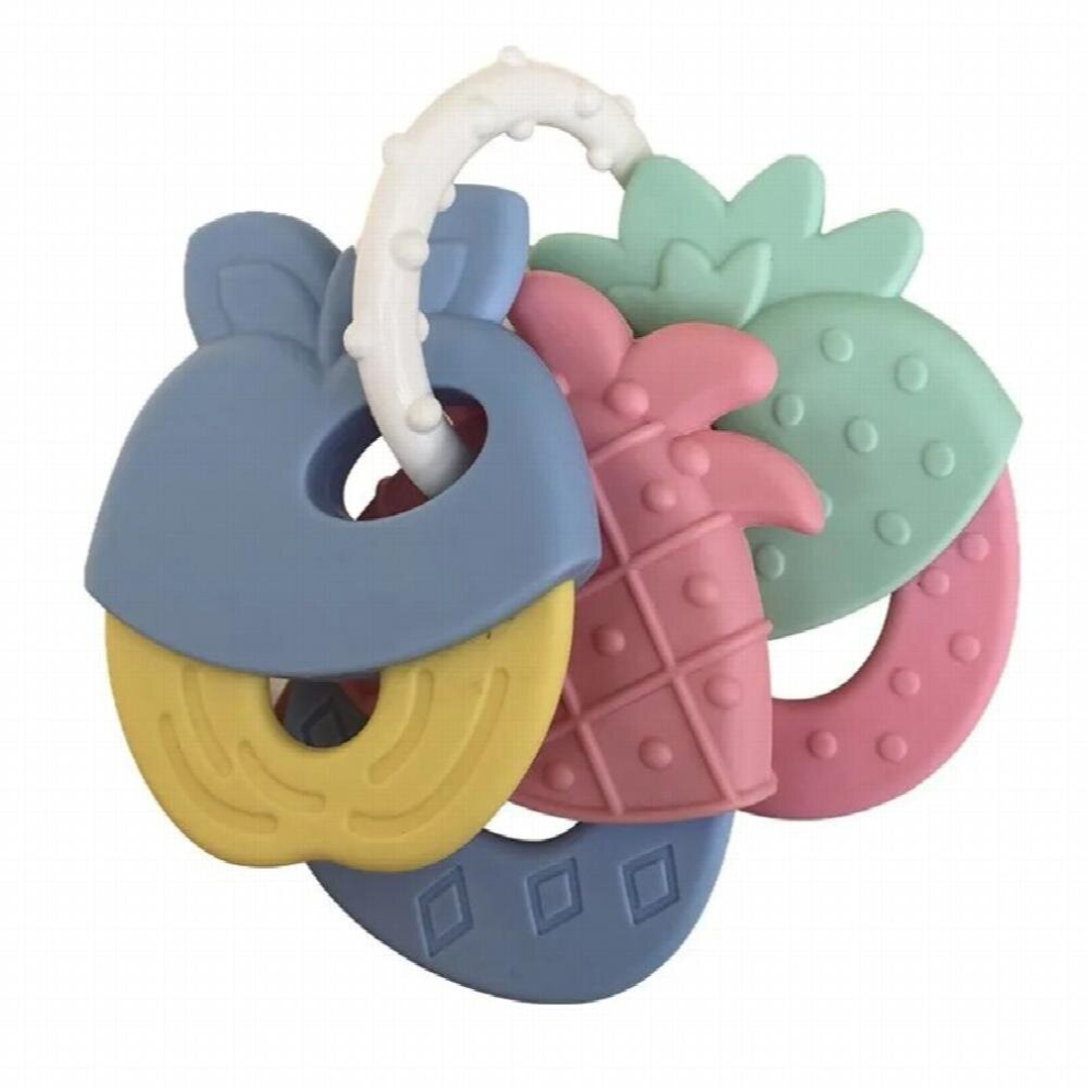 Baby Fruit Style Soft Rubber Rattle Teether Toy Newborn Chews Food Silicone Teethers Infant Training Bed Toy Chew Toys Kid