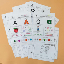 26 Letters A-Z Alphabet Phonics Words Practice Paper Preschool learning English language Kindergarten Workbook coloring books