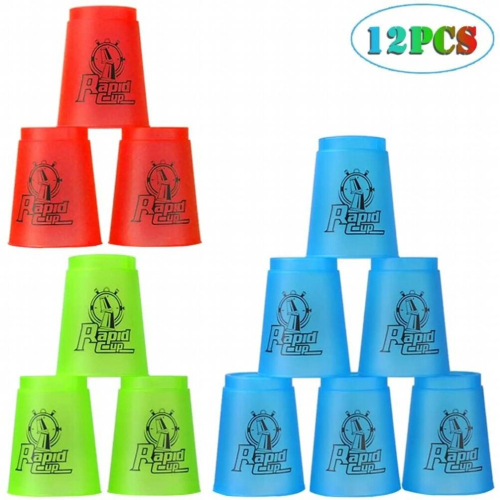 Quick Stack Cups 12 Pack Stacking Cups Children Classic Stack Speed Training Game Toys for Boys Girls 1