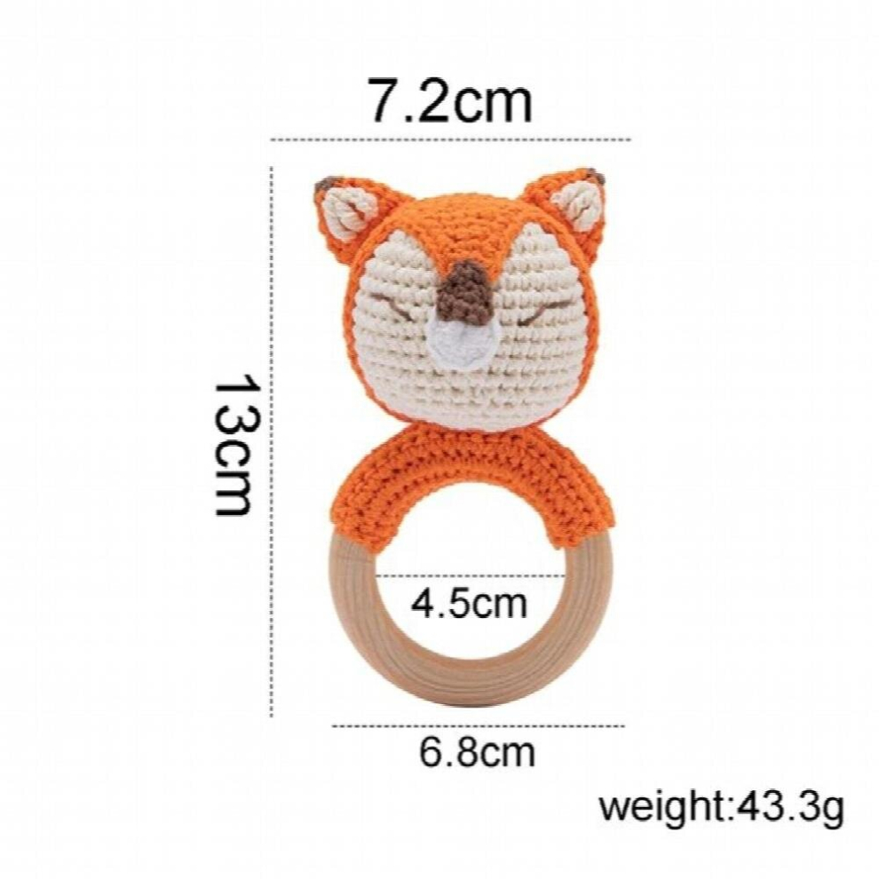 4PC Baby Toys Wooden Teether Crochet Animals Rattle BPA Rattle Toy Newborn Amigurumi Teether Baby Rattles For Newborn