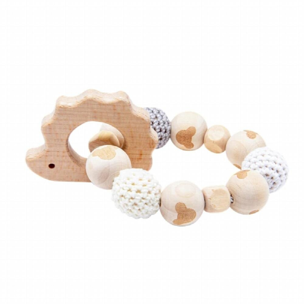 Wooden Rattle Teether Baby Toys Crochet Beads Baby Teether Baby Nursing Bracelet Rattle Chewable Teething Beads For Kids