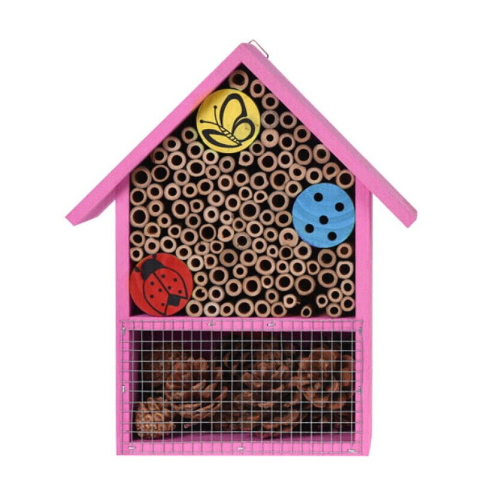 (Pink) Wooden Insect Bee House Natural Wood Bug Hotel on OnBuy