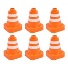 6pcs Mini PlasticTraffic Cones Sport Training Roadblock Mini Traffic Signs Roadblock Toy for Kids Construction Car Theme Party