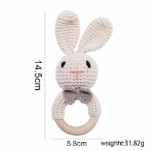 1Pc Baby Rattle Toys Wooden Teether Crochet Pattern Rattle Rabbit Lion Fox BearToy Newborn Gift Baby Teether Crochet Name
