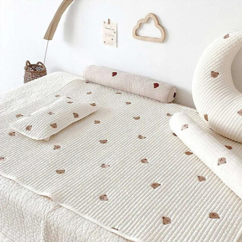 1453C Ins Baby Crib Mats 60X120CM Breathable Sweat-absorbent Baby Embroidered Cotton Sheets Newborn Thickened Cotton Mattress