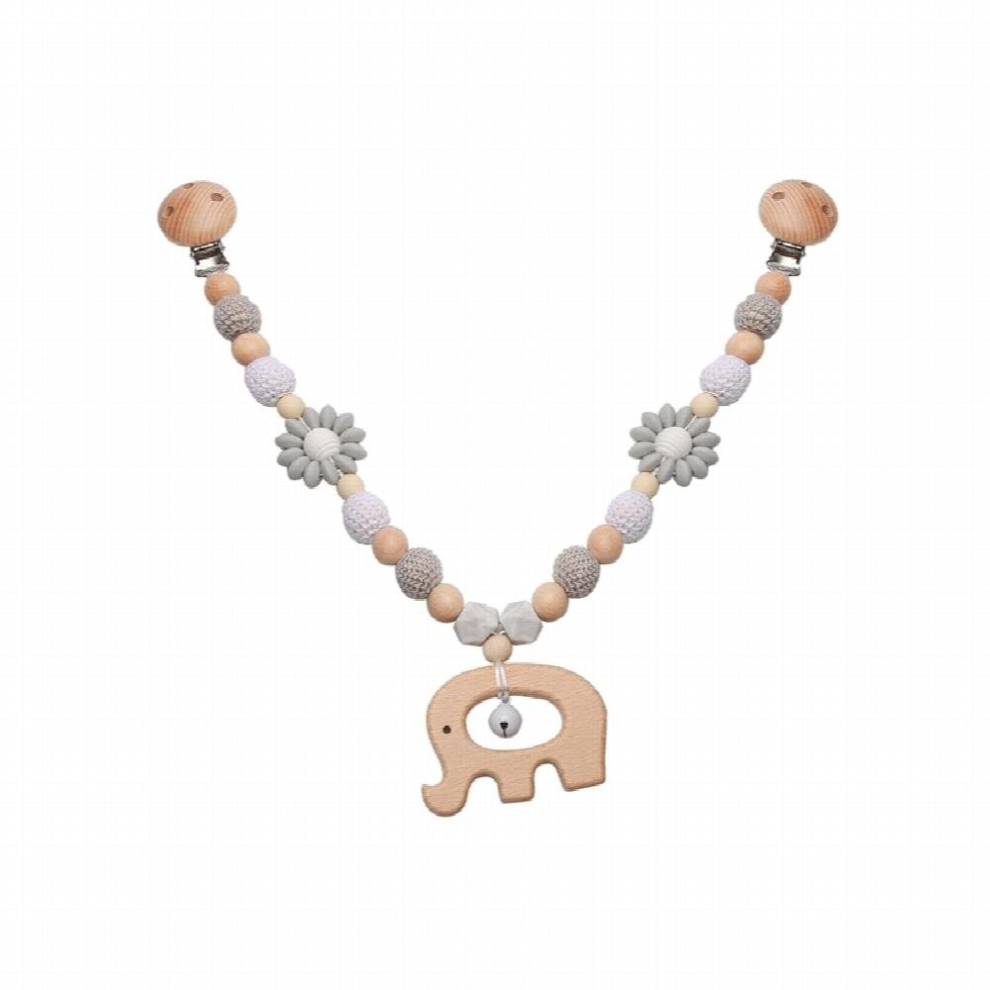 Baby Animals Stroller Chain Wooden Pram Clip Pacifier Clip Chain Crochet Animal Teething Bracelet Mobile Stroller Toys