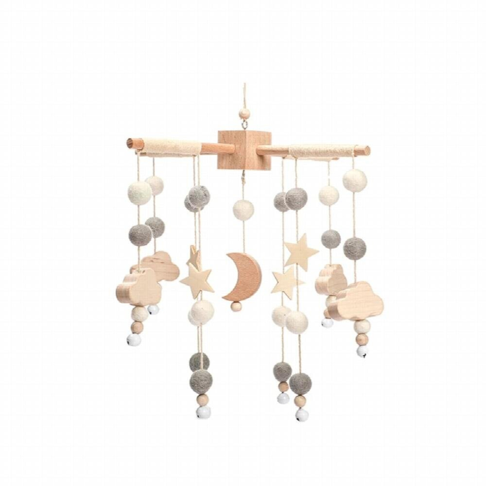 Baby Toy Wooden Mobiles Bed Bell Moon Clouds Rattle For Newborn Developing Diy Accessories Crib Holder Arm Brackets Rattle