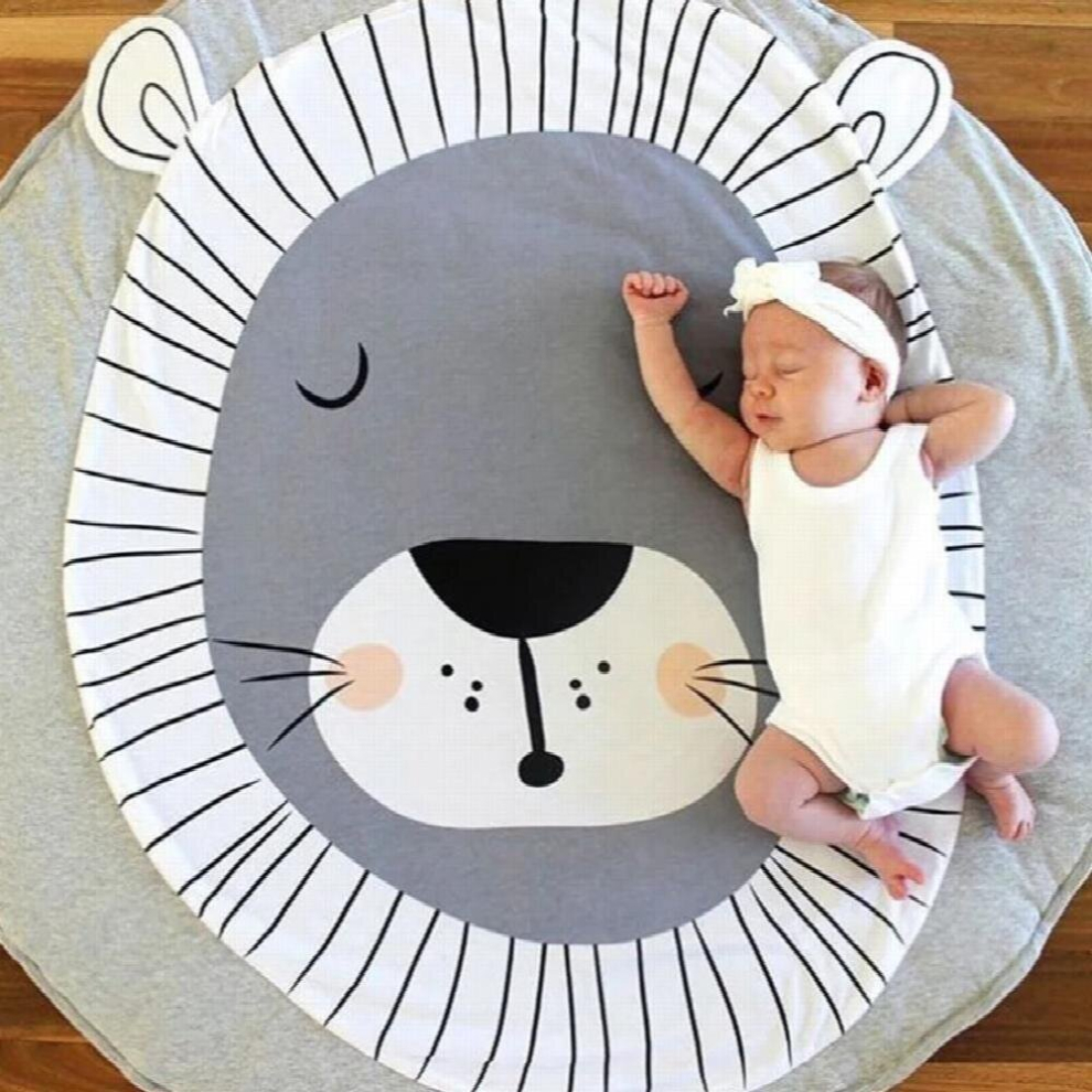 Play Mat Cartoon Animal Baby Mat Newborn Infant Crawling Blanket Cotton Round Floor Carpet Rugs Mat for Kids Room Nursery Decor