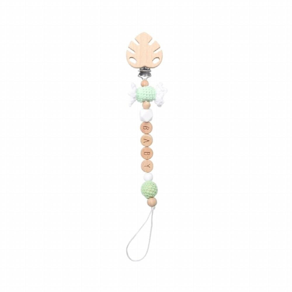 1pc Baby Pacifier Chain Personalize Name Pacifier Clip Wooden Dummy Chain Holder Crochet Candy Pacifier Baby Teething Toys
