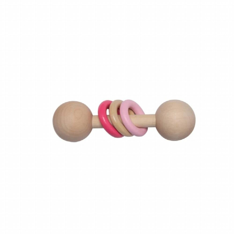 1Pcs Baby Teether Toys Beech Wooden Rattle Wood Teething Rodent Ring Silicone Beads Musical Chew Montessori Toys Molar Toy