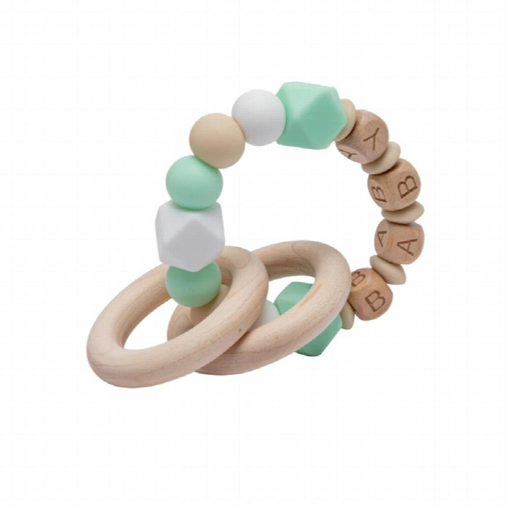 lets Baby Bracelets Beech Teether Silicone Beads Name Rattles Infant Nursing Gift For Newborn Wooden Toys