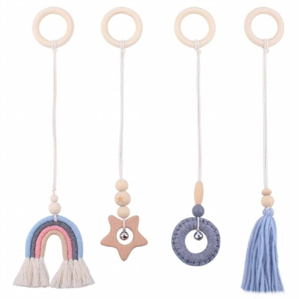 BPA Wooden Baby Gym Toys Baby Stroller Hanging Pendants Newborn Play Activity Gym Frame Hanging Rattle Toys Teething Ring