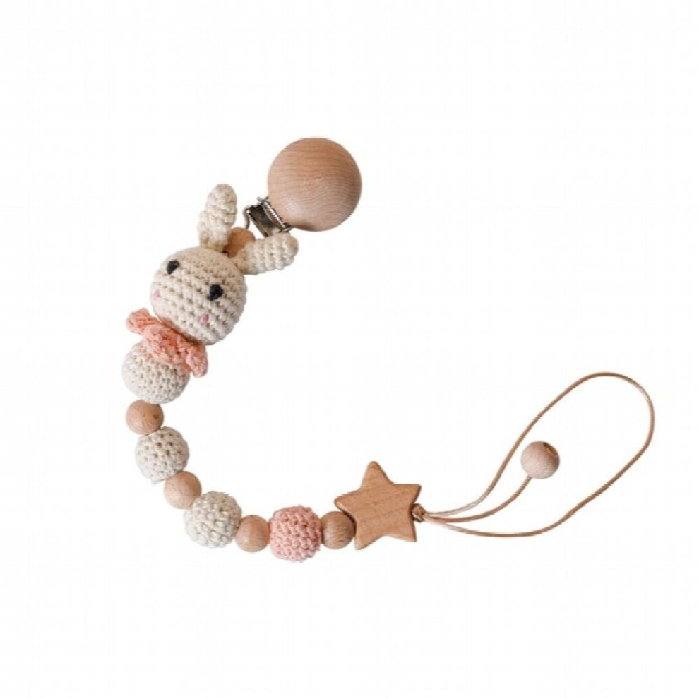 1pc Baby Pacifier Chain Teeting Chains Crochet Rabbit Panda Beads Wooden Clips Wood Teether Tiny Rod Kids Dummy Clips Baby Toys