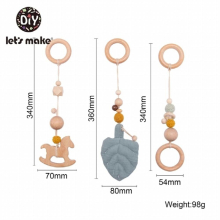LetS Make 3pcs/set Hanging Baby Teether Play Gym Toys Crochet Wooden Ring Teething Beech Moon Toys For Kids
