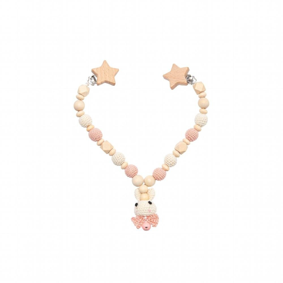 Wood Teether Baby Bed Hanging Rattles Toy Make Rabbit Elephant Shape Crochet Beads Bracelet Pram Clip Baby Rattle