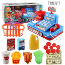 Kids Pretend Play Toy Electronic Simulation Supermarket Cash Register Checkout Counter Role Play Cashier Toys for Girls Children