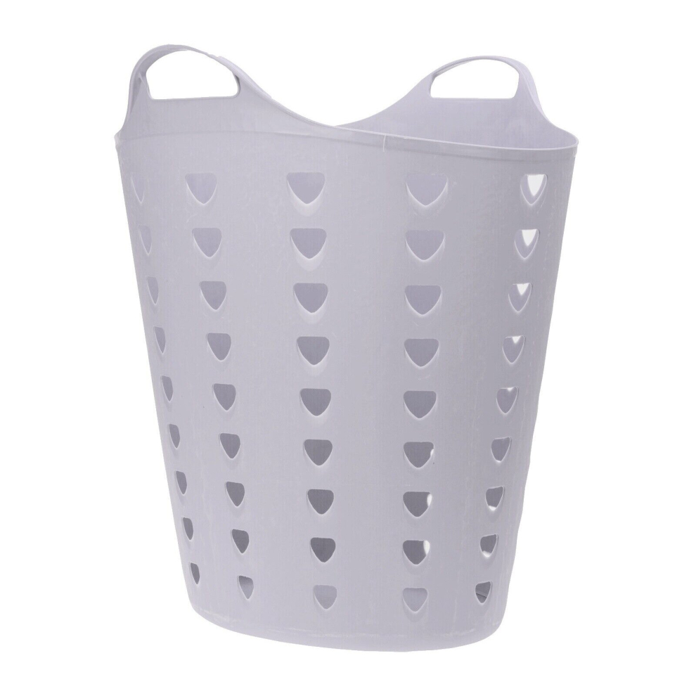 (Purple) 60L Flexible Plastic Laundry Basket Flexi Large