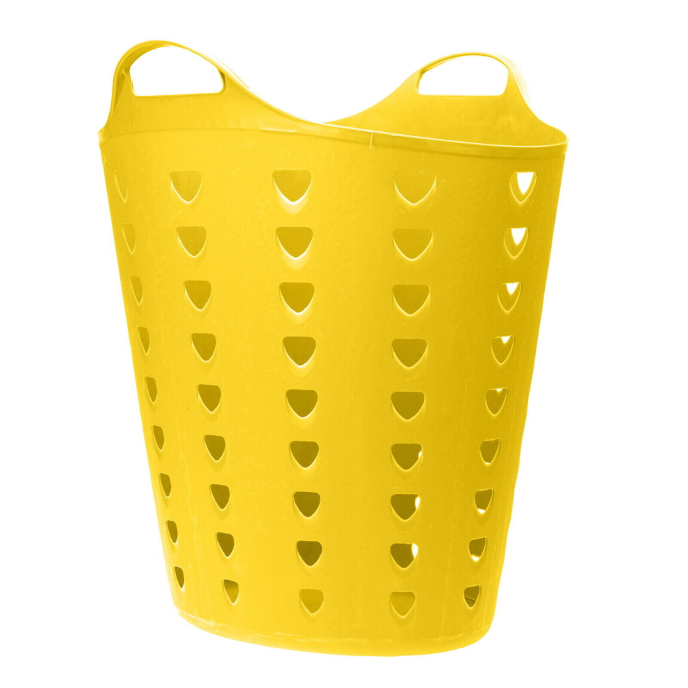 (Bright Yellow) 60L Flexible Plastic Laundry Basket Flexi Large